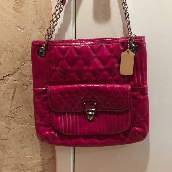 Coach Poppy Liquid Gloss Slim Tote Shoulder Bag - Picture 2 of 6